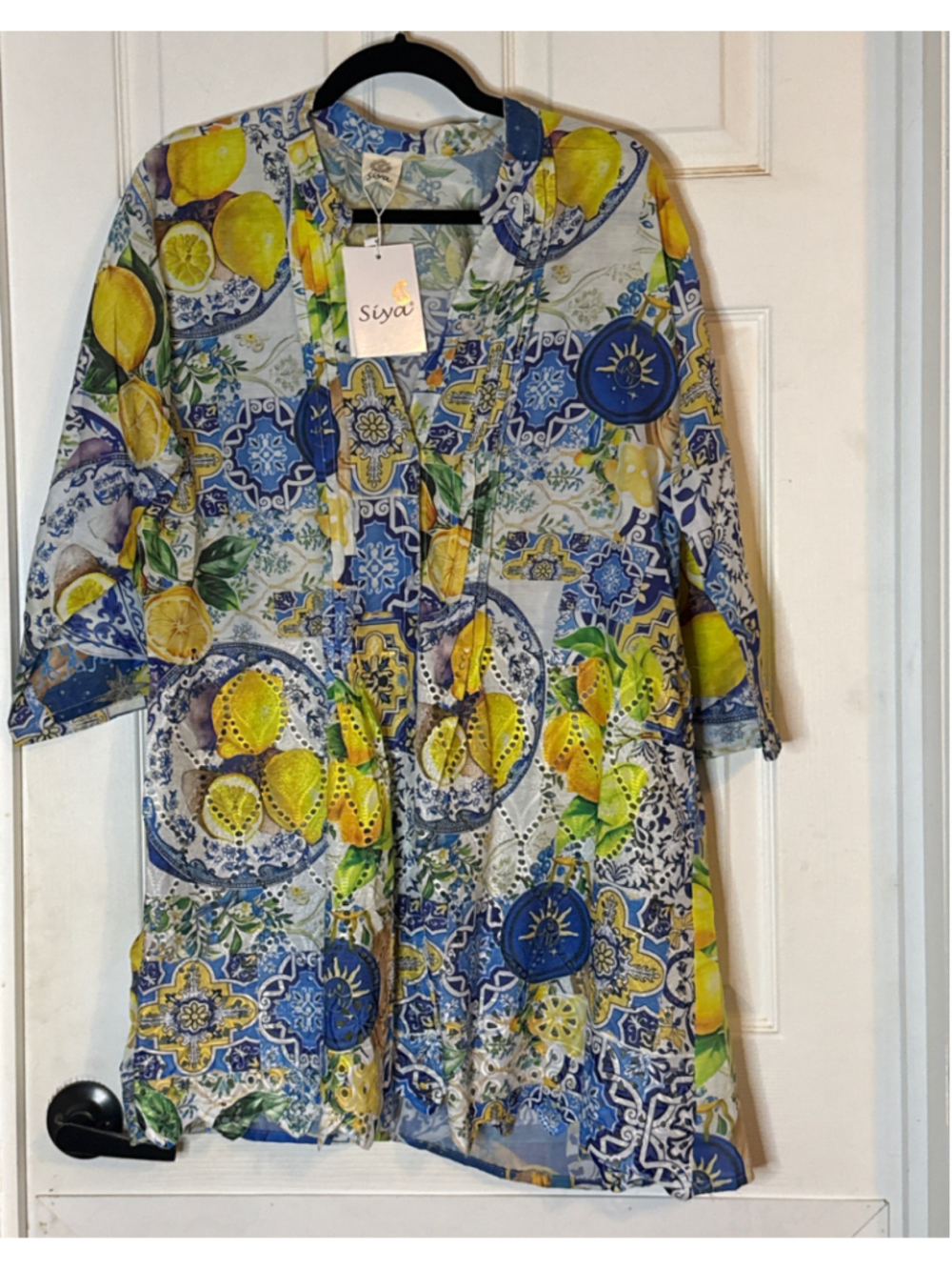 Siya Dress Blue and Yellow Lemon Print, Size Unspecified - Picture 2 of 6